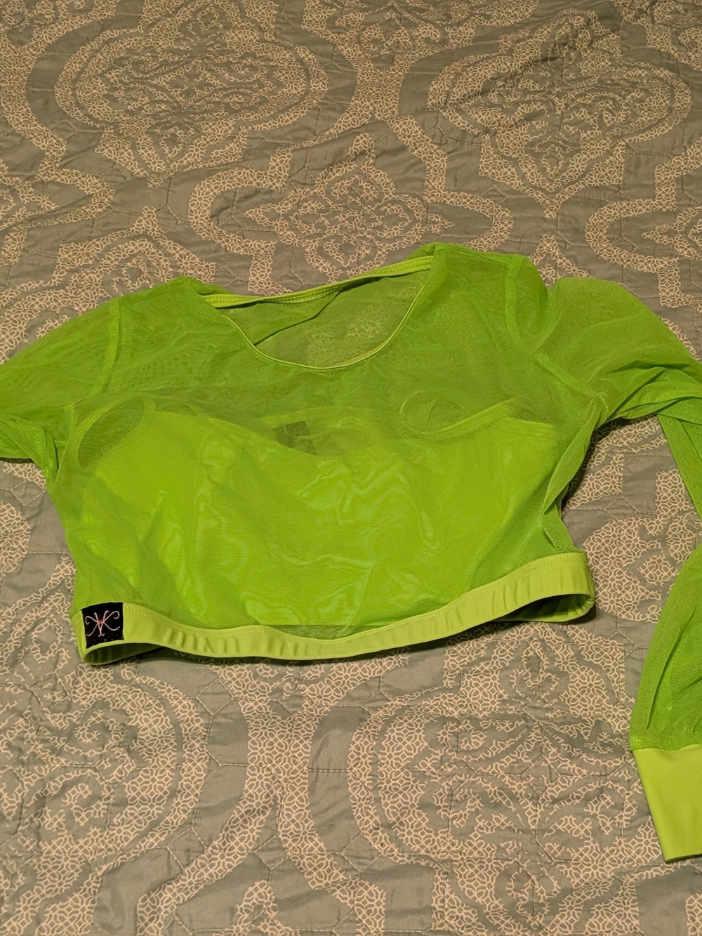 Kandi Kouture Neon Lime Mesh Long Sleeve Crop Top